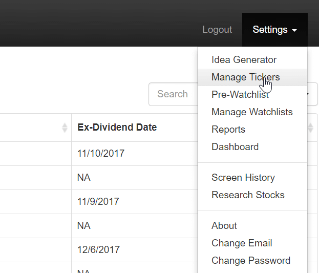 set ex-div reminders